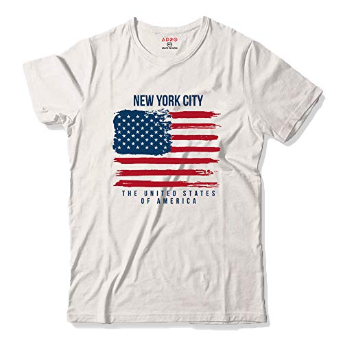 ADRO USA American Flag Printed Cotton T-Shirts for Men (R22-M-NWW-WH_White_XL)