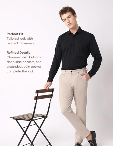 Fyltr MenS Casual Trousers - Fourway Stretch Pants | Slim Fit | Trousers For Men | Stretchable Formal Pant Trouser | Soft & Comf