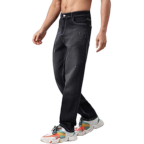 Kotty MenS Cotton Lycra Blend Relaxed Fit Mid Rise Jeans Jade Black
