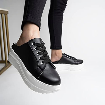 Shoetopia WomenS Slip-On Sneakers | Light Weight & Comfortable With Cushioned Footbed | Stylish Shoe Sneakers For Women Black-E