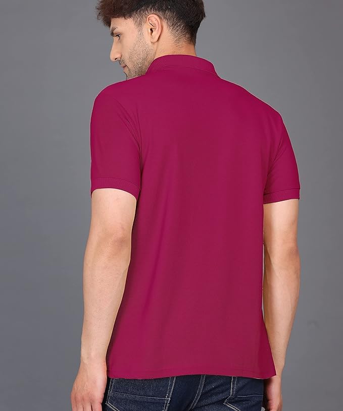 Baghadbillo MenS Regular Fit Solid Polo Half Sleeve T-Shirt Rani