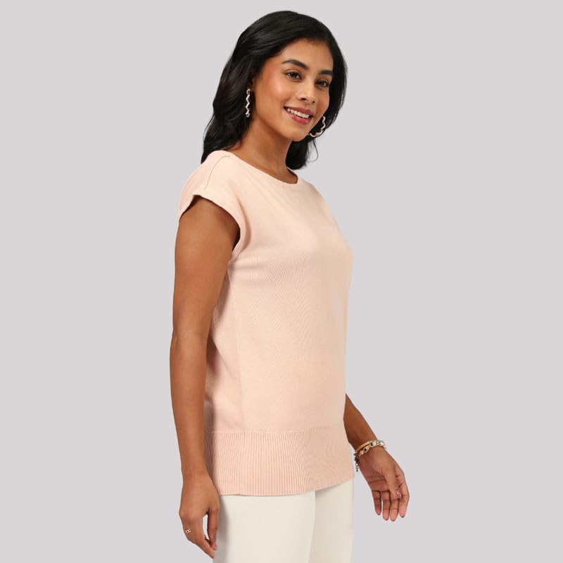 Move All Day Cap Sleeve Top, Cap Sleeve Detailing, Ribbed Hemline, 100% Cotton, Chic Workwear