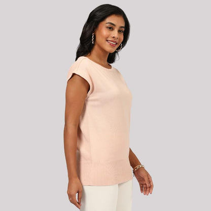 Move All Day Cap Sleeve Top, Cap Sleeve Detailing, Ribbed Hemline, 100% Cotton, Chic Workwear