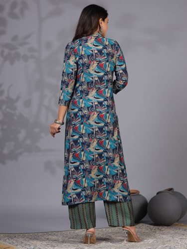 ANNI DESIGNER Women Rayon Blend Printed Kurta With Pant Co-Ord Set