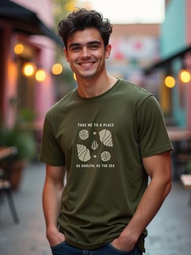 Nobero MenS Graphic Printed Regular Fit T-Shirt (1M-Twts-C1163-Pbl_Olive Green_1