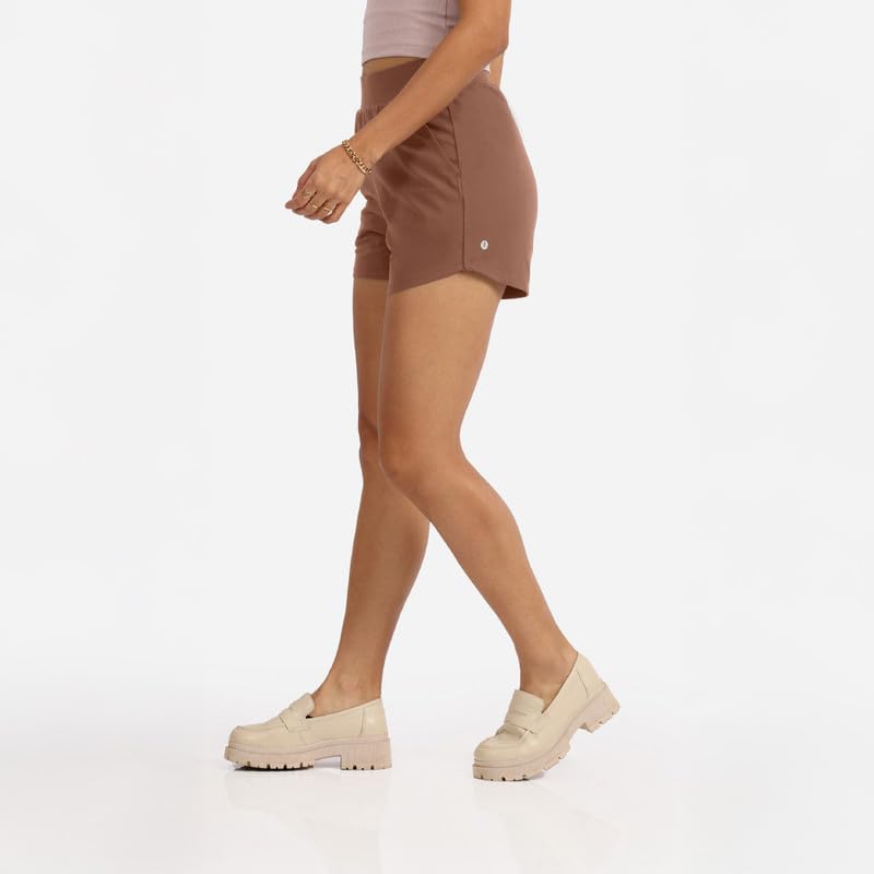 BlissClub Groove-in Cotton Shorts | Cotton Shorts | Side Pockets | Stretchy |Curved Hem