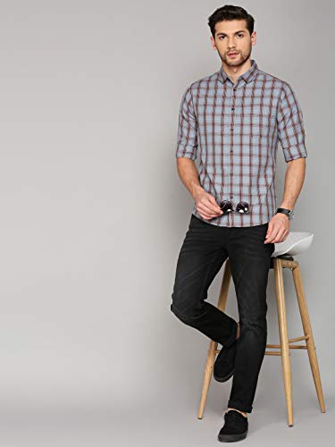 Dennis Lingo MenS Cotton Checkered Slim Fit Shirt With Pocket, Full Sleeve Shirt Suitable For Casual Wear, Formal Wear, Office
