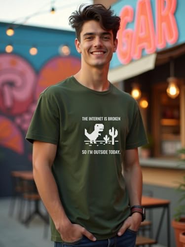 Nobero MenS Letter Print Regular Fit T-Shirt (1M-Twts-C0561-Wr_Olive Green