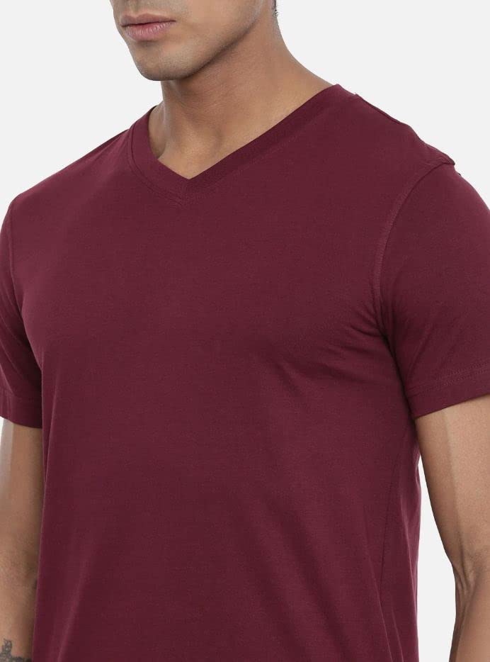 ADRO Men's V Neck Combo Plain Cotton T-Shirts_VCM2-PLN-MR-SK