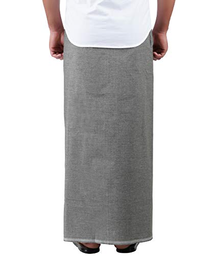 Prakasam Cotton Mens Premium Kfc Plain Welcro Pocket Dhoti (Kfc-Pln-Ash)