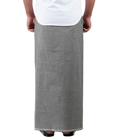 Prakasam Cotton Mens Premium Kfc Plain Welcro Pocket Dhoti (Kfc-Pln-Ash)
