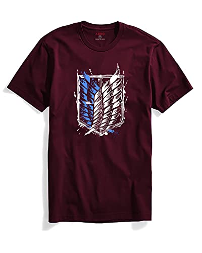 ADRO Mens Attack on Titan Cotton T-Shirt (L, Maroon)
