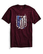 ADRO Mens Attack on Titan Cotton T-Shirt (L, Maroon)