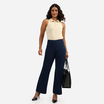 BlissClub Ultimate Sculpt Wide - Legged Pants, Ribbed Waistband, Wide Silhouette, 2 Zippered Pockets