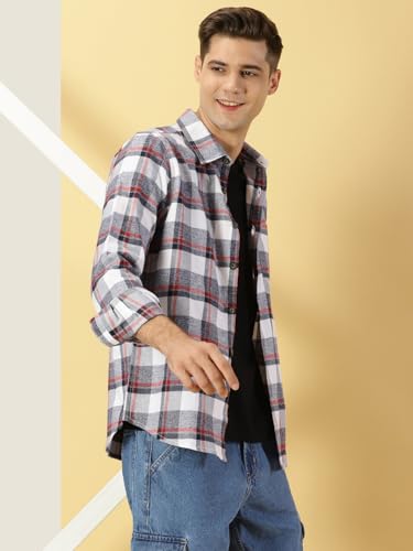Thomas Scott Mens Checkered Slim Fit Shirt (TS1175_Red