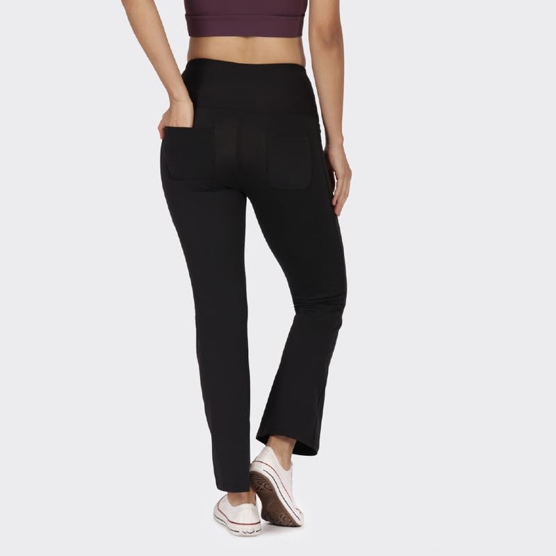 BlissClub Ultimate Flare Pants for Women Above 55 ft Tall | Ribbed Waistband, 4 Pockets | High Waist Trousers and Formal Pants