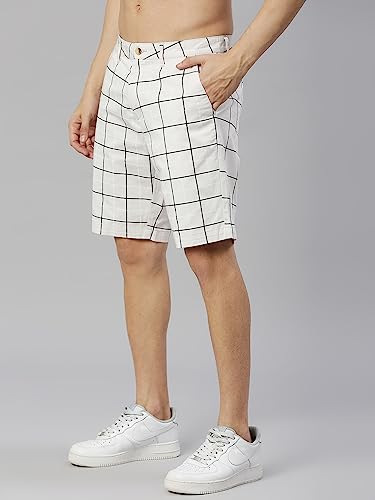 Thomas Scott MenS Checkered Slim Fit Shorts Grey
