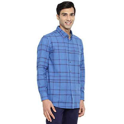 Fabindia MenS Checks Relaxed Fit Shirt (102971901_Blue