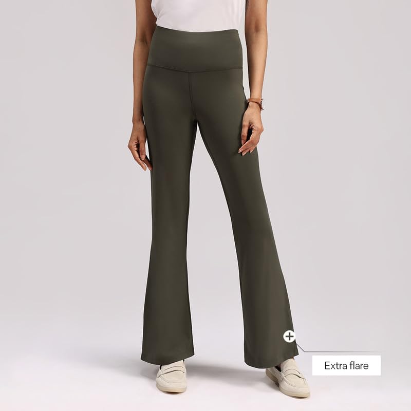 BlissClub Ultimate Flare Pants Lite for Women Above 55 ft Tall | High Waist Trousers and Formal Pants for Office wear | Comfort