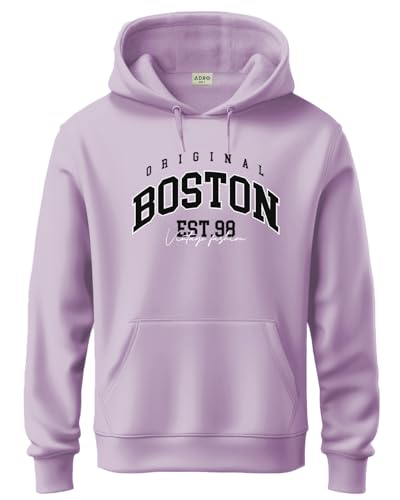 ADRO Men's Cotton Neck Hooded Sweatshirt (H24-BOST-PU-S_Lavender)