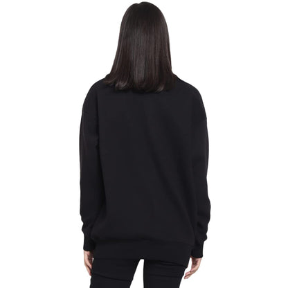 Bewakoof Heavy Duty 1.0 Womens Solid Oversized Fit Full Sleeve Round Neck Fleece Sweatshirt Black