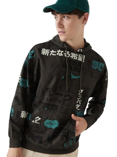 Bewakoof Official Star Wars Merchandise Mens Graphic Printed Oversized Fit Full Sleeve Hooded Poly Cotton Hoodies_644651_Brown_
