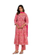 Varanga Pink Floral Printed A-Line Kurta With Side Slits Paired With Tonal Bottom And Dupatta