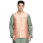 Fabindia Men Viscose Silk Woven Nehru Jacket Gold_L