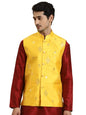 Sojana (Since 1958) Men's Silk Blend Black Mirror Work ONLY Nehru Jacket