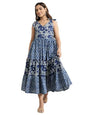 Libas WomenS Cotton Fit And Flare Midi Dress (29443Or_Blue