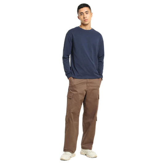 Bewakoof MenS Solid T-Shirt- Oversized Fit, Round Neck, Full Sleeves 539797_Green_2Xl