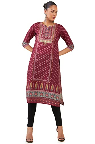 Soch Women Maroon Polyester Printed Kurta