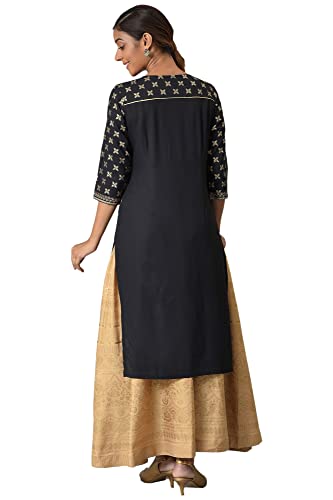 Aurelia Black Geometric Printed Printed Regular Kurta With Sequins