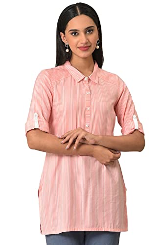 Aurelia WomenS Stripes Printed Straight Kurti | Band Collar Kurti For Women | Stripes Printed Kurti For Women | Beautiful Regula