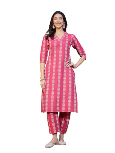 Stylum Womens Woven Design Cotton Blend Straight Kurta Pant Set