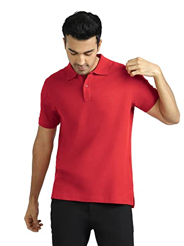 XYXX Mens Cotton Solid Relaxed Fit T-Shirt (XY_CR14_Polo Tshirt_1_Red