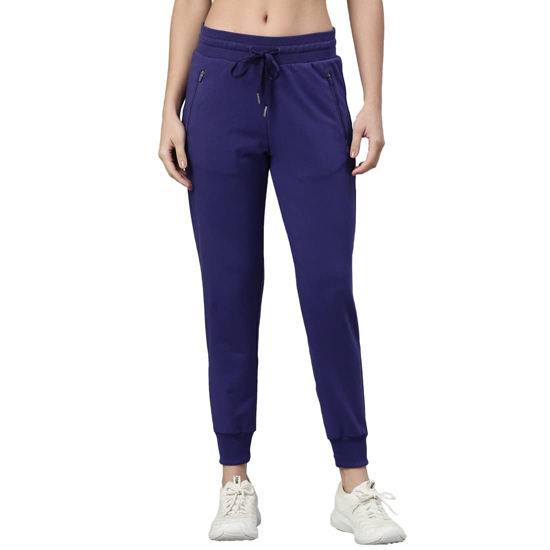 Enamor Athleisure Womens Slim Fit Mid Rise 7/8 Length Quick Dry Antimicrobial 4 Way Stretch Breathable Cotton French Terry Jogg