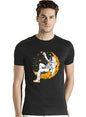 ADRO Astronaut Graphic Design Mens Printed T-Shirts (RNR-M-Moon-BL_Black_XL)