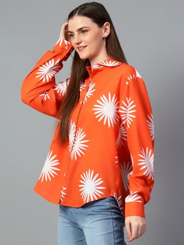 KOTTY Womens Oversized Cotton Blend Shirt(Multicolor,S)