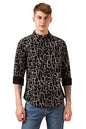 Dennis Lingo Men Black 100% Cotton Full Sleeve Spread Collar Printed Shirts