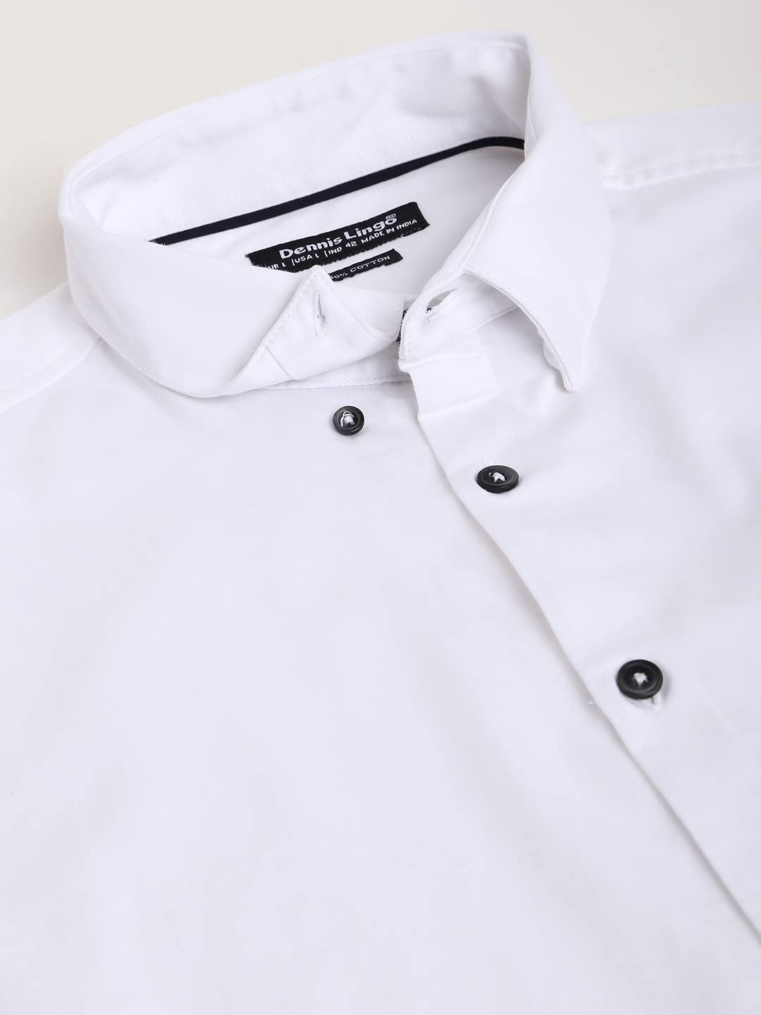 Dennis Lingo MenS Solid White Slim Fit Satin Lycra Casual Shirt With Concealed Button Down & Full Sleeves