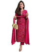 GoSriKi Womens Rayon Blend Straight Printed Kurta with Pant & Dupatta (TURAE Rani-GS_S_Pink_Small)