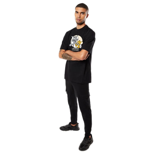 Bewakoof Mens Tom & Jerry 100% Cotton T-Shirt - Oversized Fit, Round Neck, Half Sleeves Black
