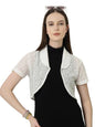 Style Quotient Women White Cotton Lace Open Front Crop Shrug