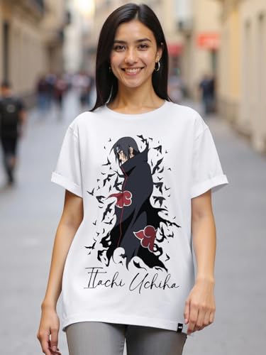 Bewakoof Official Naruto Merchandise Itachi Womens Graphic Print Boyfriend Fit Half Sleeve Round Neck Cotton Jersey T-Shirt_661