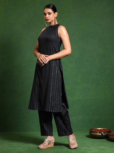 Varanga Women Brown Halter Neck Straight Kurta With Trouser