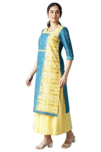 Aurelia WomenS Blue Floral Printed Printed Cotton Regular Kurta