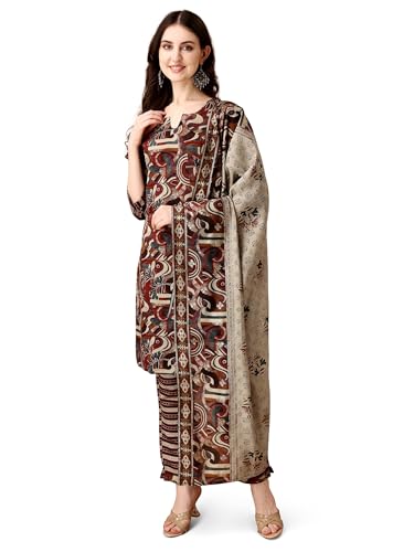 Pratham Blue Kurta Set for Women Cotton Blend Straight Printed Kurta Set for Women with Pant and Dupatta