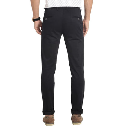 Turtle Men Cotton Black Solid Ultra Slim Fit Stretchable Casual Trousers