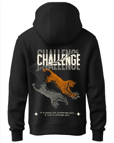 ADRO Mens Abstract Design Backside Printed Hoodies in Premium Cotton Fleece 340 GSM (H23-M-CHL-BL-2XL_Black)
